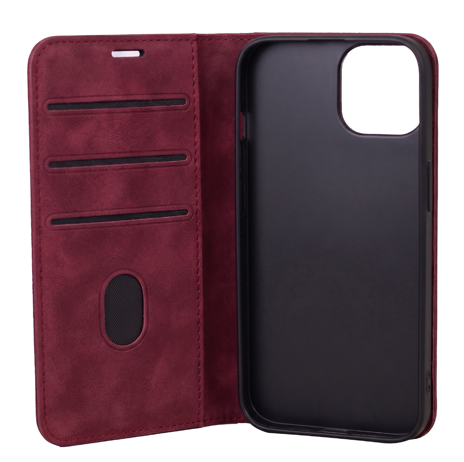 Ümbris kaanega Smart Suede iPhone 12/ 12 Pro (viinamari)