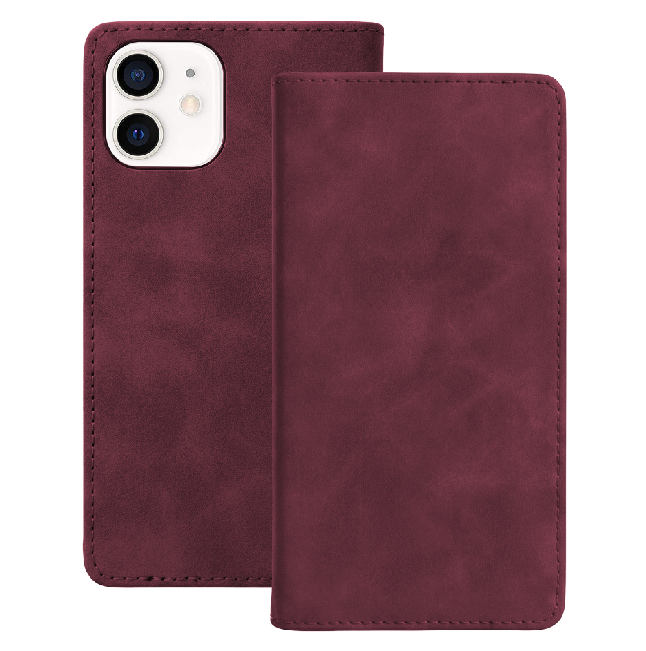 Ümbris kaanega Smart Suede iPhone 12/ 12 Pro (viinamari)