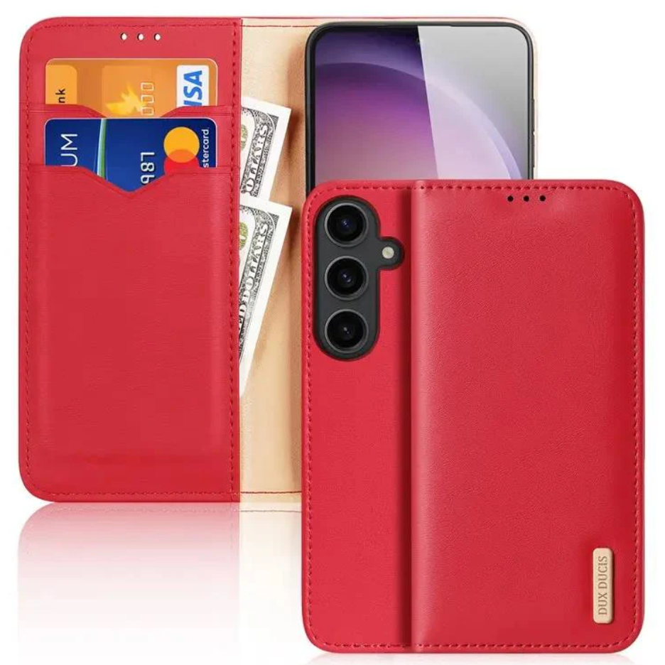 Ümbris kaanega Dux Ducis Hivo Genuine Leather Samsung S24 Plus (punane)