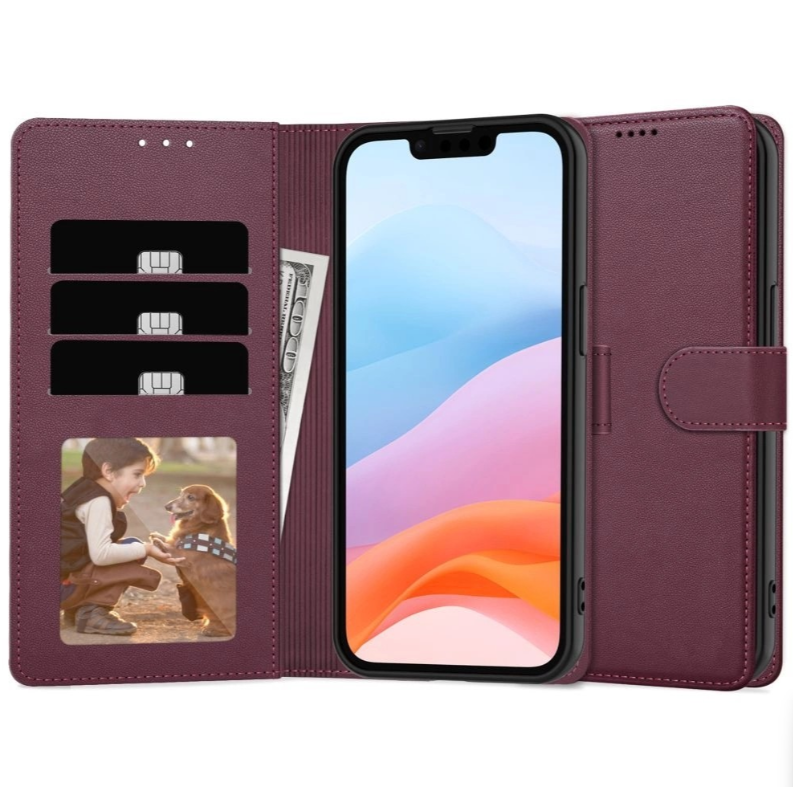 Ümbris kaanega Fancy Wallet Samsung A55 (viinamari)