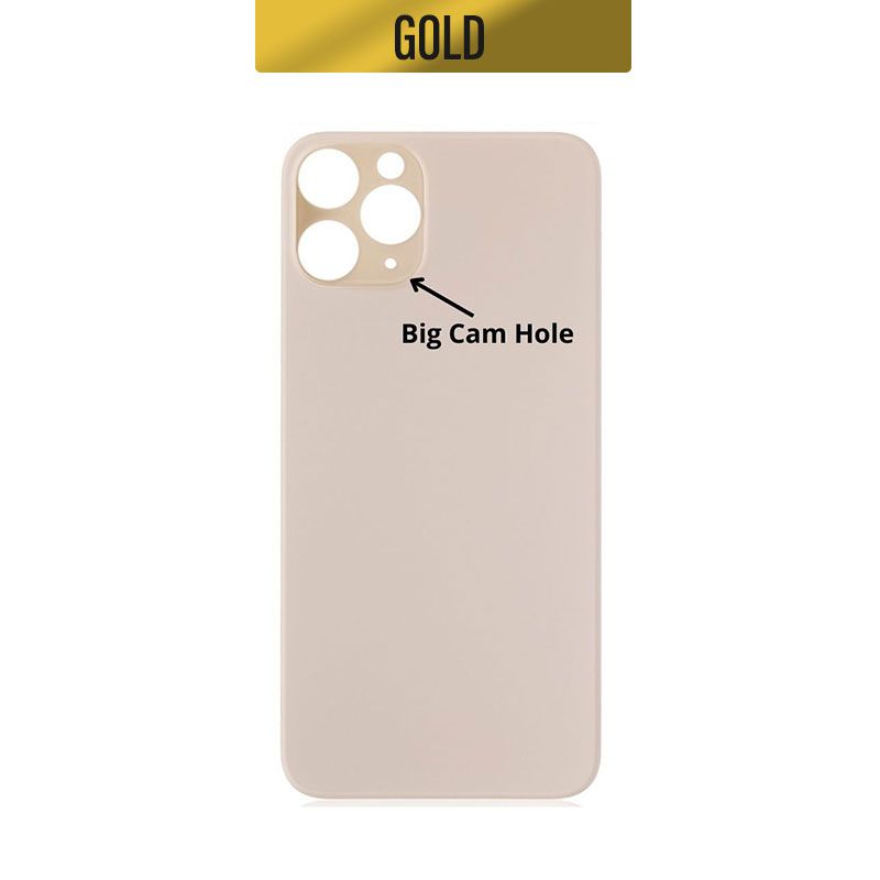 Varuosa iPhone 11 Pro tagumine klaas suurema avaga kaamera jaoks (kuldne)