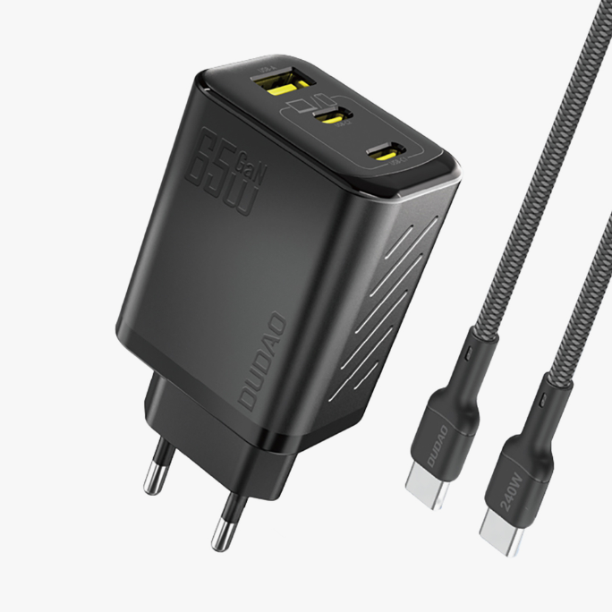 Adapter Dudao A29C 2xType-C / USB-A 65W + Type-C cable, 1m (must)