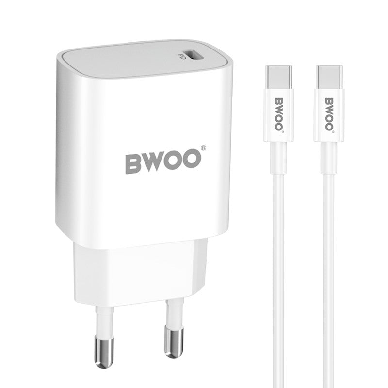 Laadija BWOO CDA159 Type-C 20W + juhe Type-C 1.0m (valge)