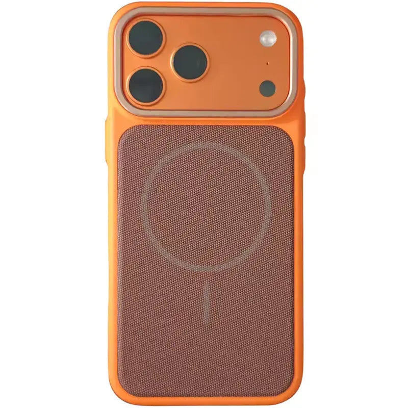 Ümbris PC Textile Hybrid with Magnetic Fit for Apple iPhone 17 Pro Max (oranz/pruun)