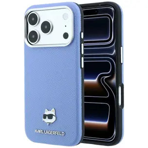 Karl LagerfeldGrained Choupette Head Metal MagSafe Case for iPhone 17 Pro Max / 18 Pro Max (helesinine)