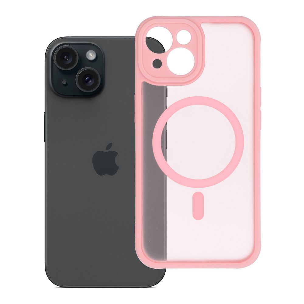 Ümbris FULL MATTE MagSafe Apple iPhone 15 (läbipaistev / roosa)