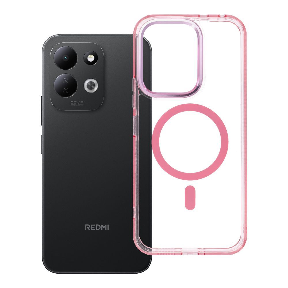 Ümbris Frame Clear Hybrid Mag Cover Xiaomi Redmi 17 4G / 5G (läbipaistev/roosa)