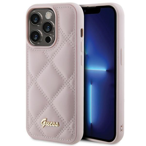 Guess Ümbris Quilted Metal Logo iPhone 15 Pro Max (roosa)