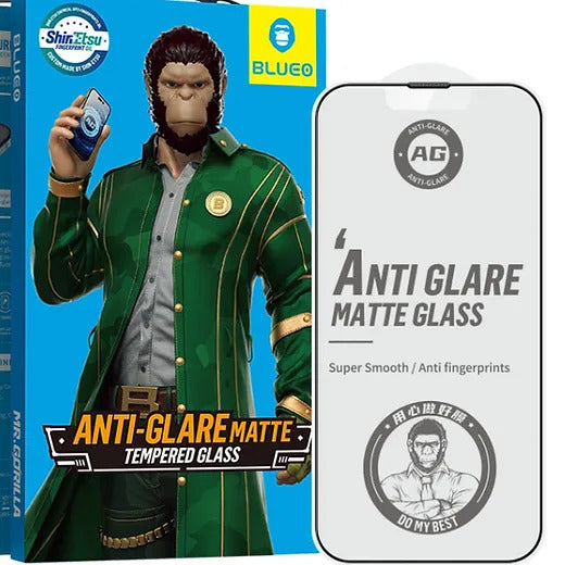 Kaitseklaas "Mr. Monkey Anti-Glare" Full Glue iPhone 14 Pro Max / 15 Plus Matte (must)