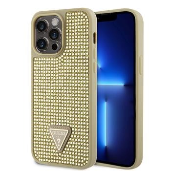 Guess Ümbris GUHCP15XHDGTPD Rhinestones Triangle Metal Logo iPhone 15 Pro Max (kuldne)