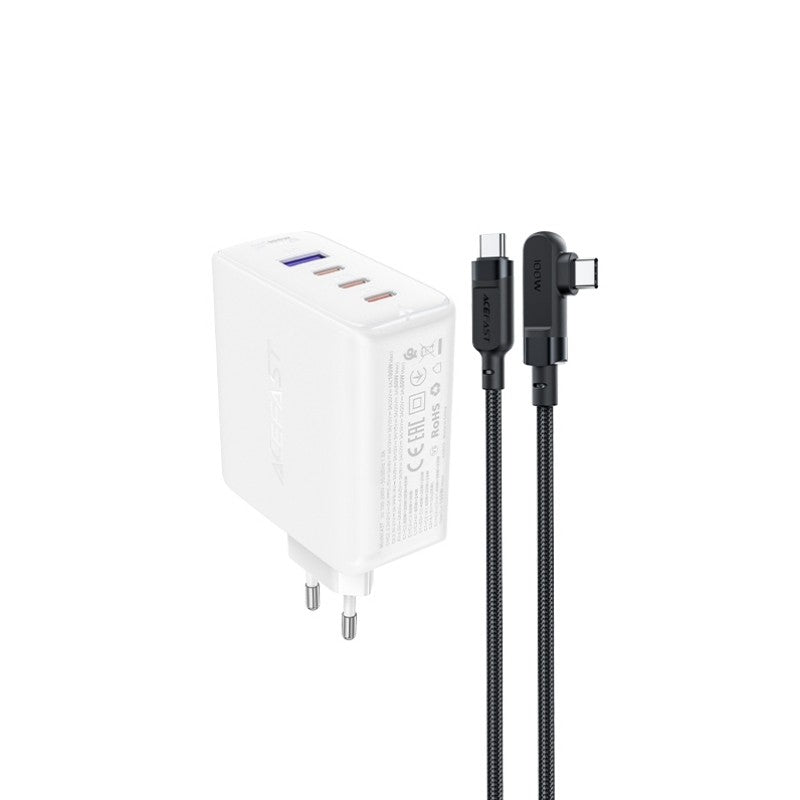 Laadija Acefast A37 PD100W GaN 3xType-C / 1xUSB-A + 2m Type-C (valge)