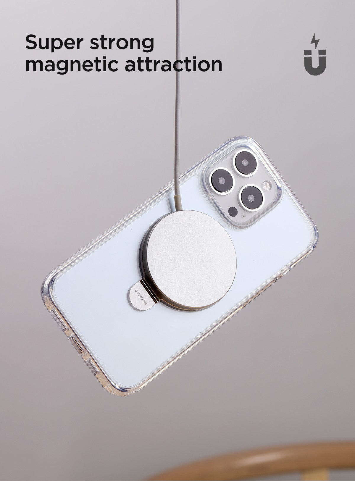 Joyroom JR-BP004 Magnetic Protective Phone Case With Holder Apple iPhone 15 Pro Max (läbipaistev)