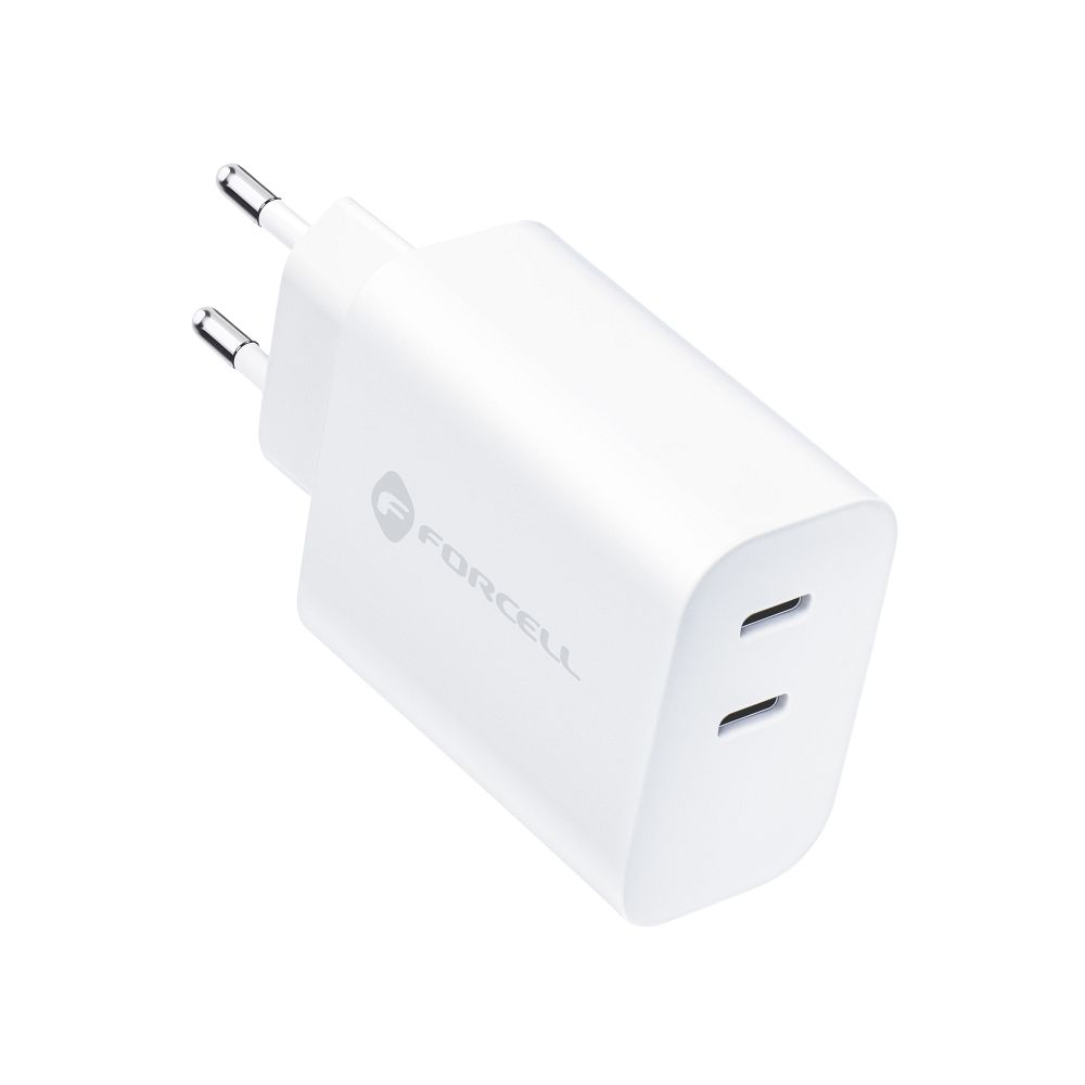 Adapter Forcell 2xUSB-C 3A, 35W (valge)