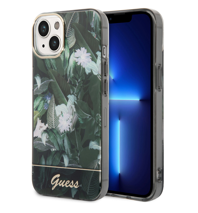 Guess Ümbris Jungle GUHCP14MHGJGHA iPhone 14 Plus (roheline)