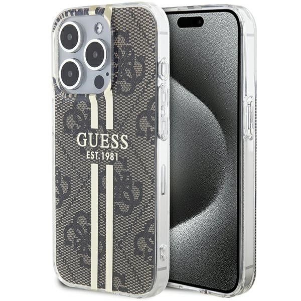 Ümbris GUESS GUHCP15SH4PSEGW for iPhone 15 (Gold Stripe / brown)