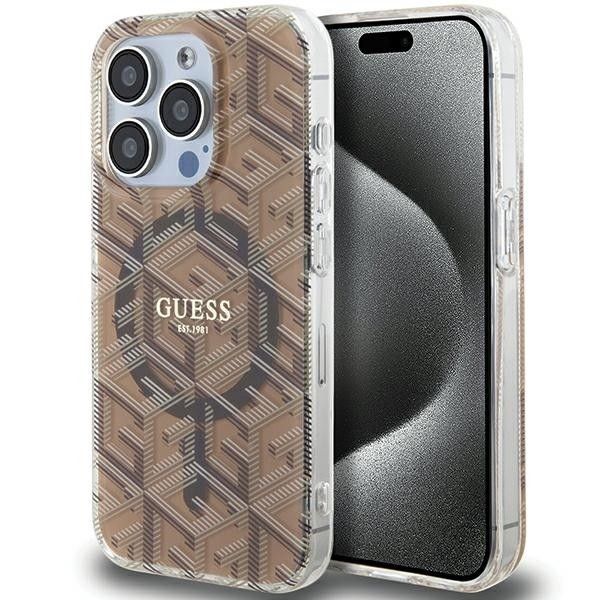 Guess Ümbris GUHMP15XHGCUSTGW MagSafe iPhone 15 Pro Max (pruun)