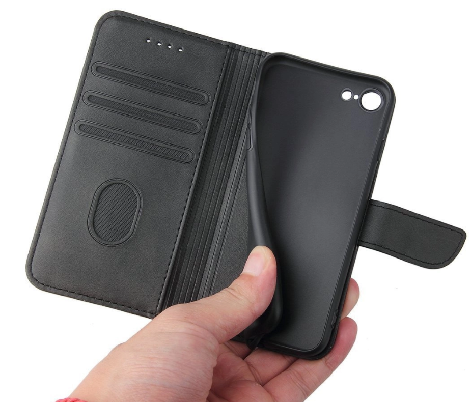 Ümbris kaanega Magnet Case iPhone SE 2022 / SE 2020 / 8 / 7 (must)