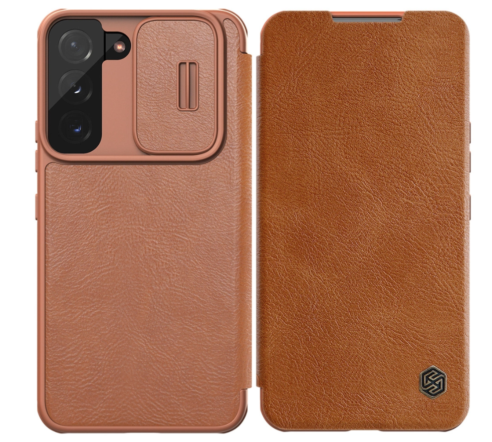 Ümbris kaanega Nillkin Qin Pro Leather Samsung Galaxy S22 Plus (pruun)