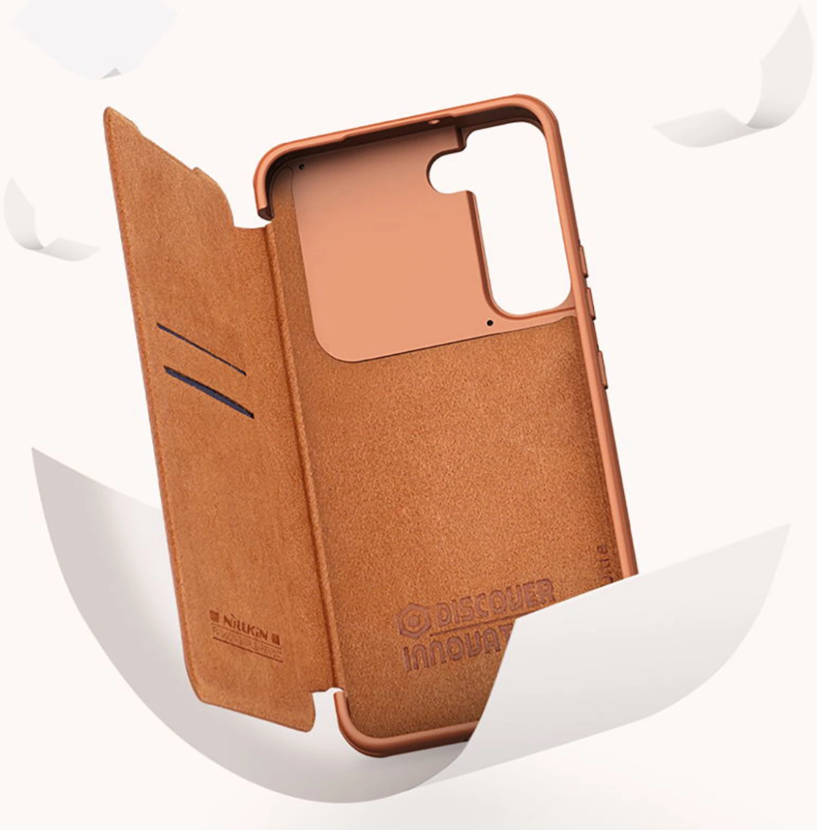 Ümbris kaanega Nillkin Qin Pro Leather Samsung Galaxy S22 Plus (pruun)