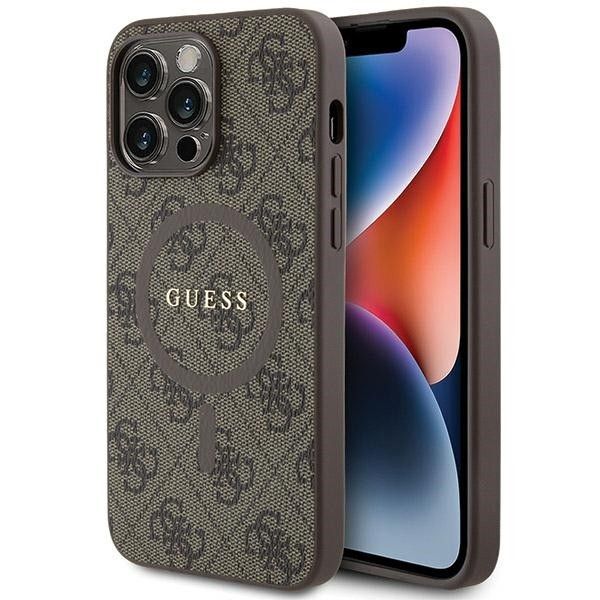 Guess Ümbris GUHMP15LG4GFRW Leather MagSafe iPhone 15 Pro (pruun)