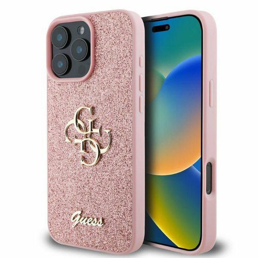 Guess Ümbris GUHCP15XHG4SGP PU Fixed Glitter 4G Metal Logo Case iPhone 16 Pro Max (roosa)