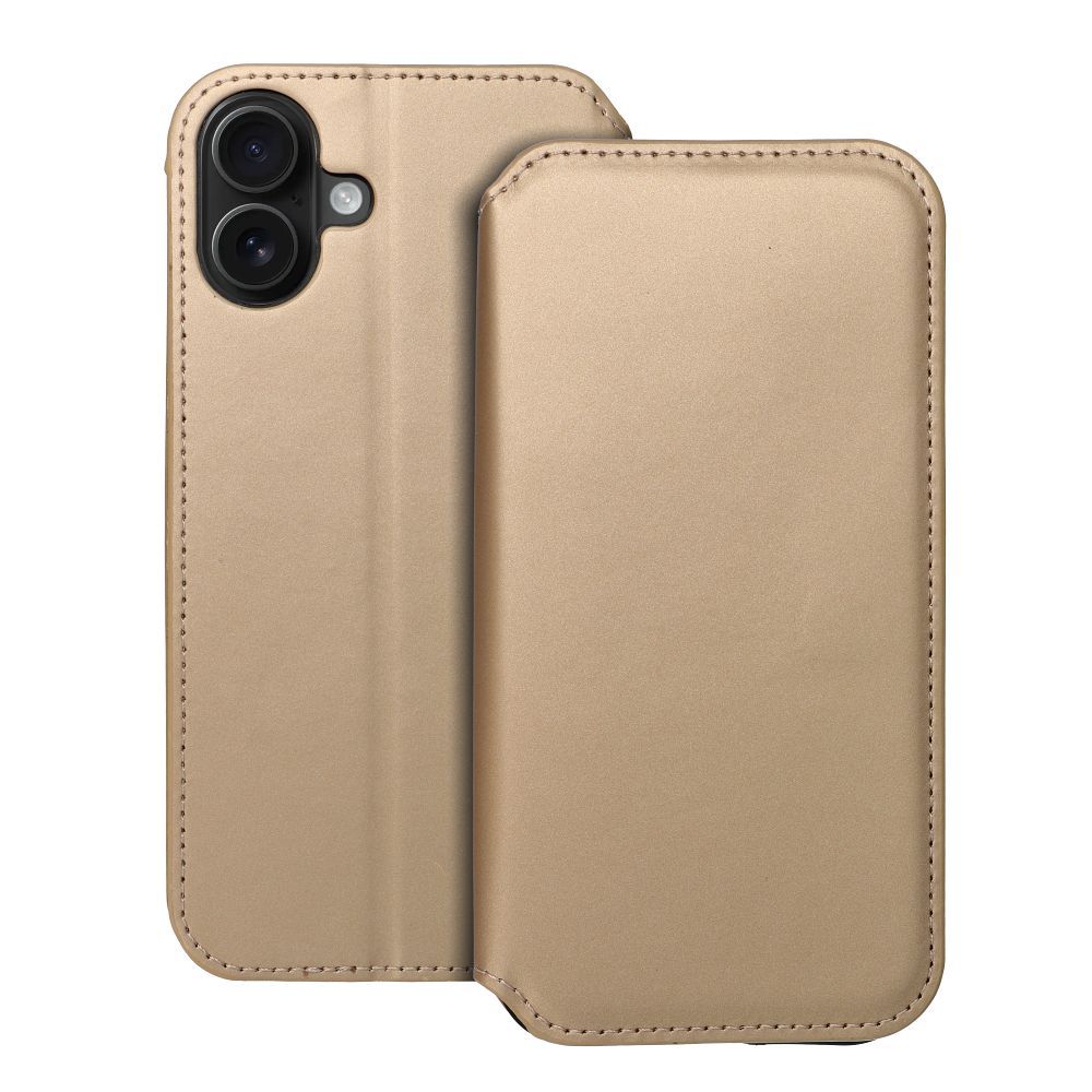 Ümbris kaanega Dual Pocket iPhone 16 Plus (kuldne)