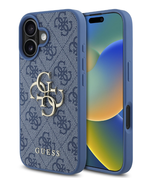 Guess Ümbris GUHCP16M4GMGBL PU 4G Metal Logo iPhone 16 Plus (sinine)