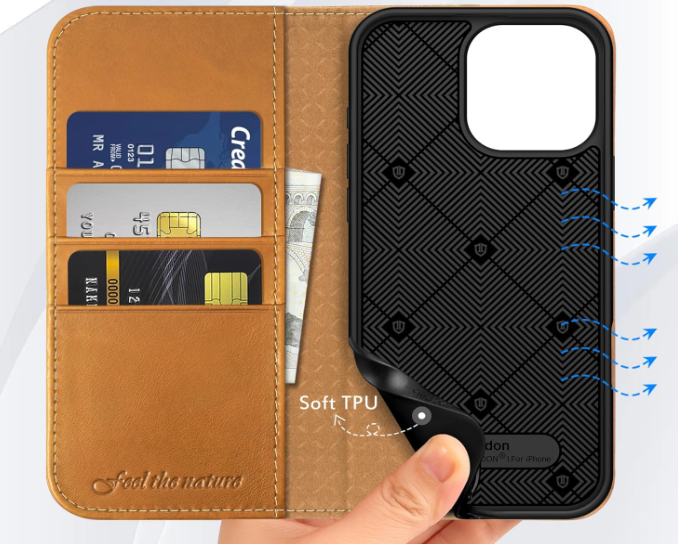 Ümbris kaanega Shieldon iPhone 16 Pro Max (helepruun)