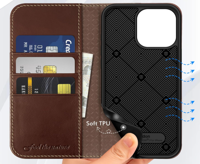 Ümbris kaanega Shieldon Samsung S24 (tumepruun)