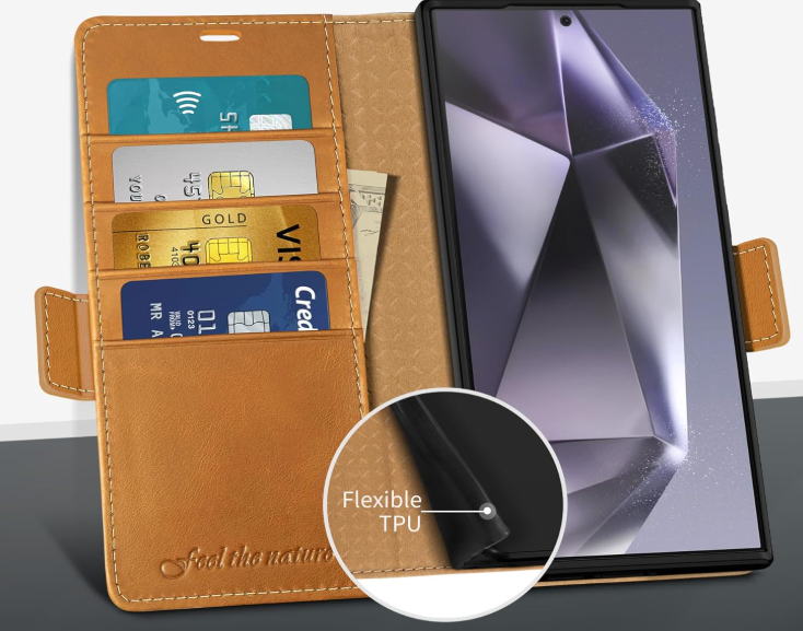 Ümbris kaanega Shieldon Samsung Galaxy S24 Ultra (helepruun)