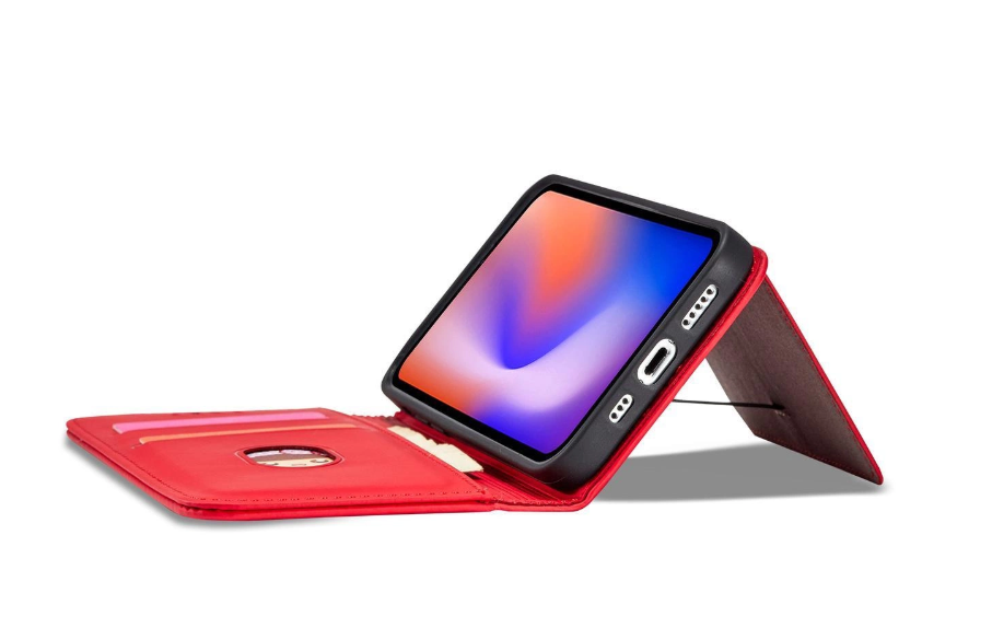 Ümbris kaanega Pouch Card Wallet iPhone 12 (punane)