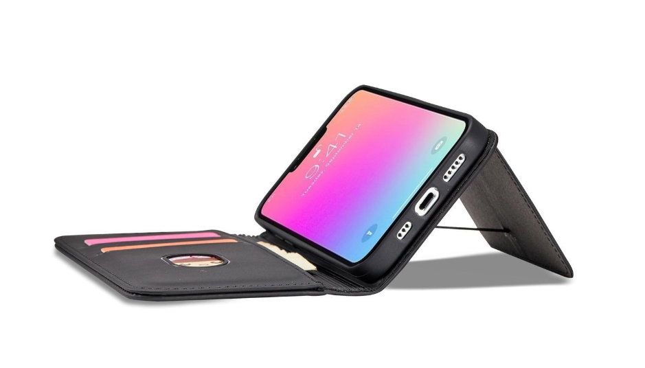 Ümbris kaanega Pouch Card Wallet iPhone 13 Pro Max (must)