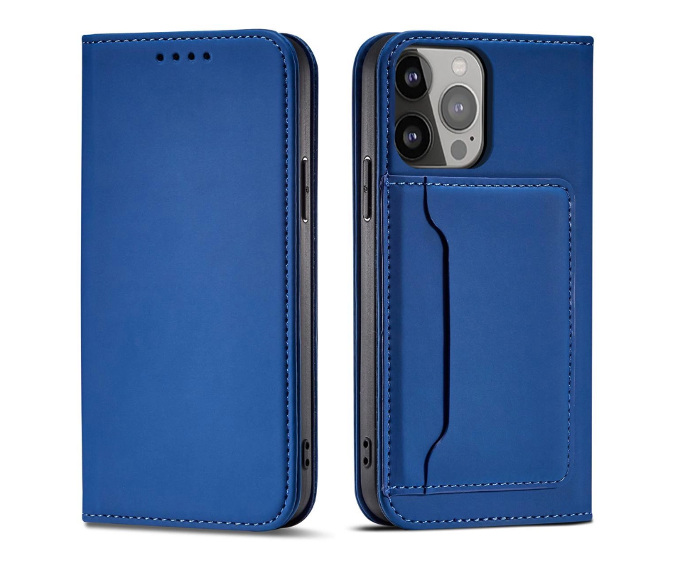 Ümbris kaanega Pouch Card Wallet iPhone 13 Pro Max (sinine)