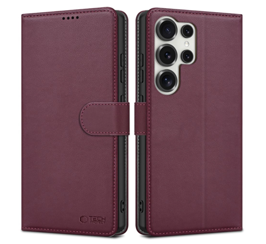 Ümbris kaanega Tech-Protect Wallet Samsung S25 Ultra (viinamari)