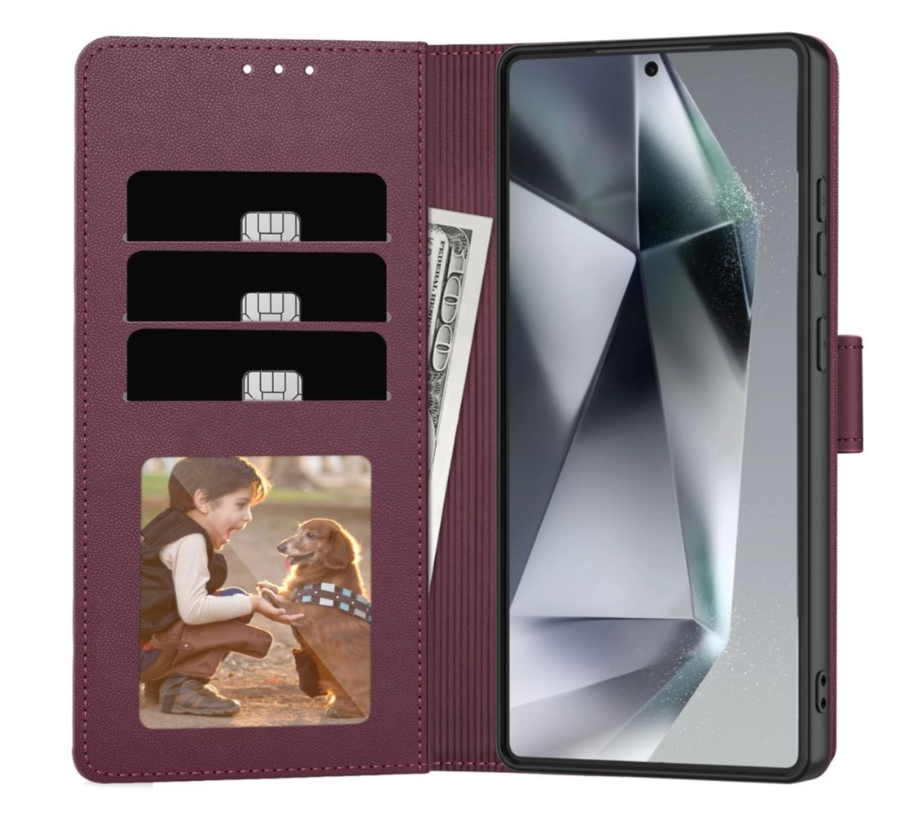 Ümbris kaanega Tech-Protect Wallet Samsung S25 Ultra (viinamari)