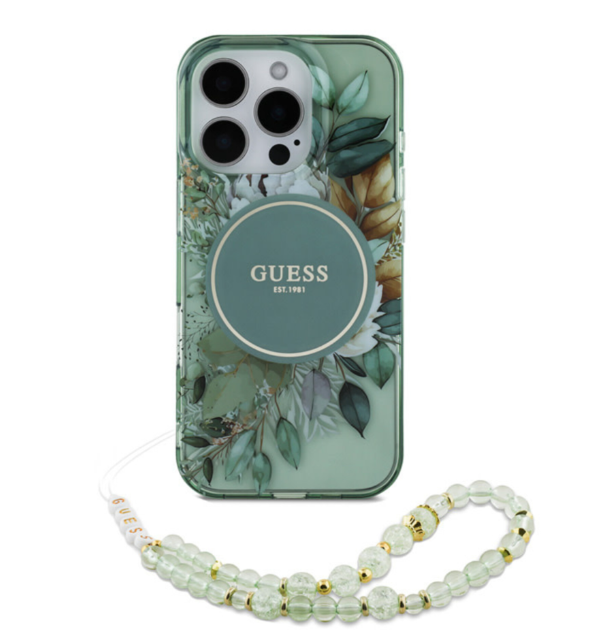 Guess ümbris GUHMP16LHFWBRCESN MagSafe iPhone 16 Pro (roheline)