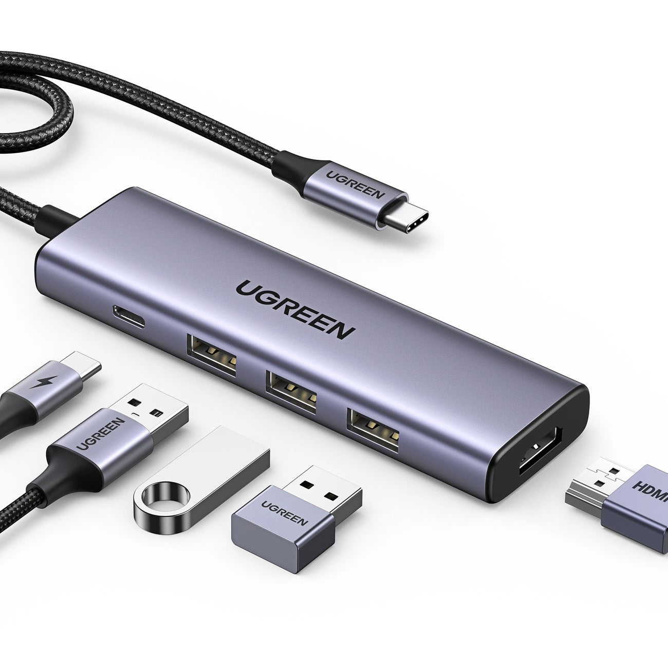 Adapter Ugreen CM511 USB-C to HDMI + 3xUSB-A + USB-C PD100W (Hall)