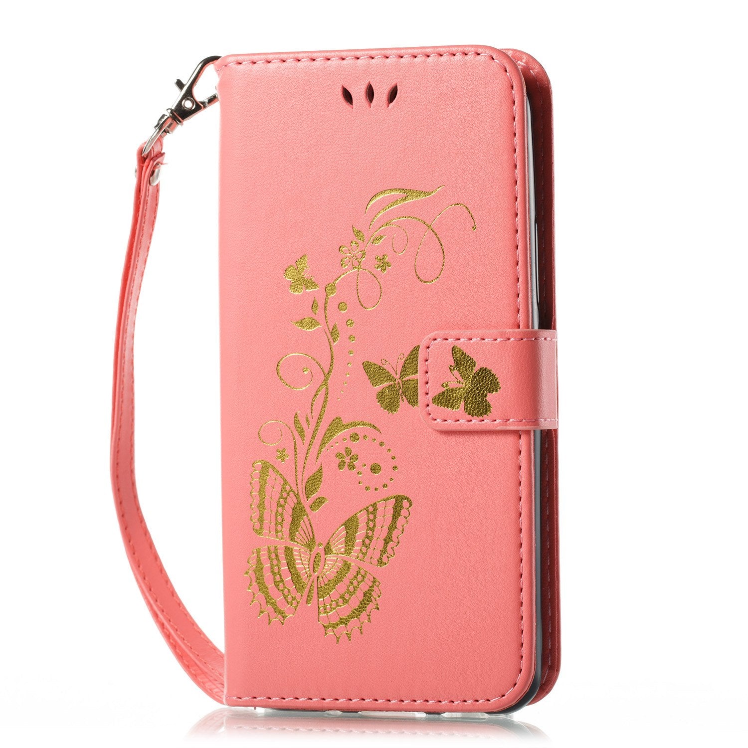 Ümbris kaanega Kuldne Liblikas Samsung J530/ Galaxy J5 2017 (heleroosa)