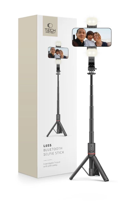 selfie stick Tripod 105cm Bluetooth koos LED lambiga (must)